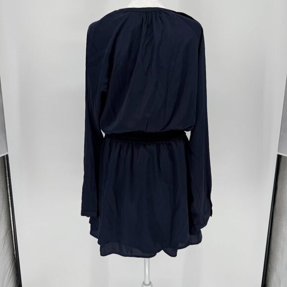 Quince Washable Stretch Silk Tiered Mini
Dress Navy Blue Size Medium NWT - Picture 4 of 12